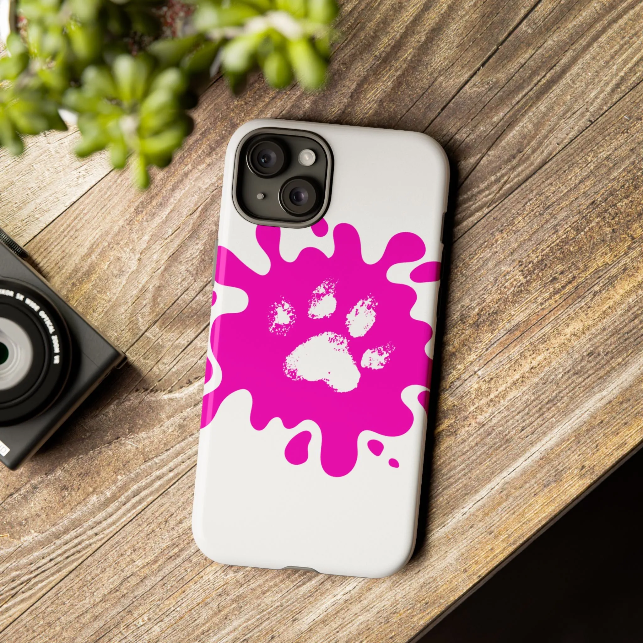 Tough Cases - Pink Paw Print Phone Case for Pet Lovers