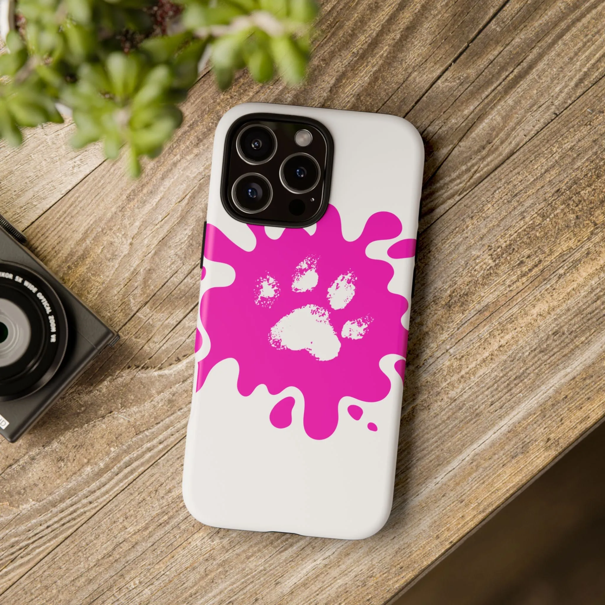 Tough Cases - Pink Paw Print Phone Case for Pet Lovers