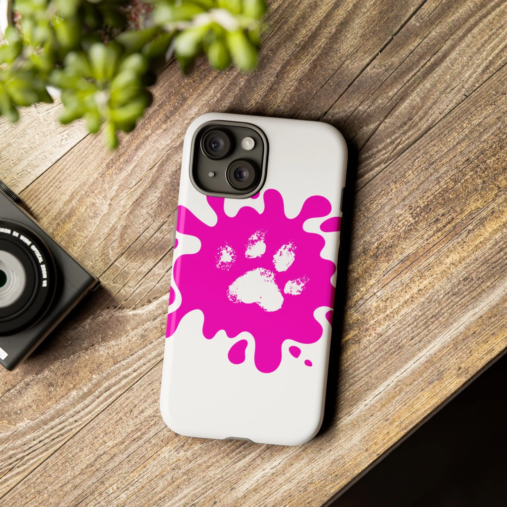Tough Cases - Pink Paw Print Phone Case for Pet Lovers