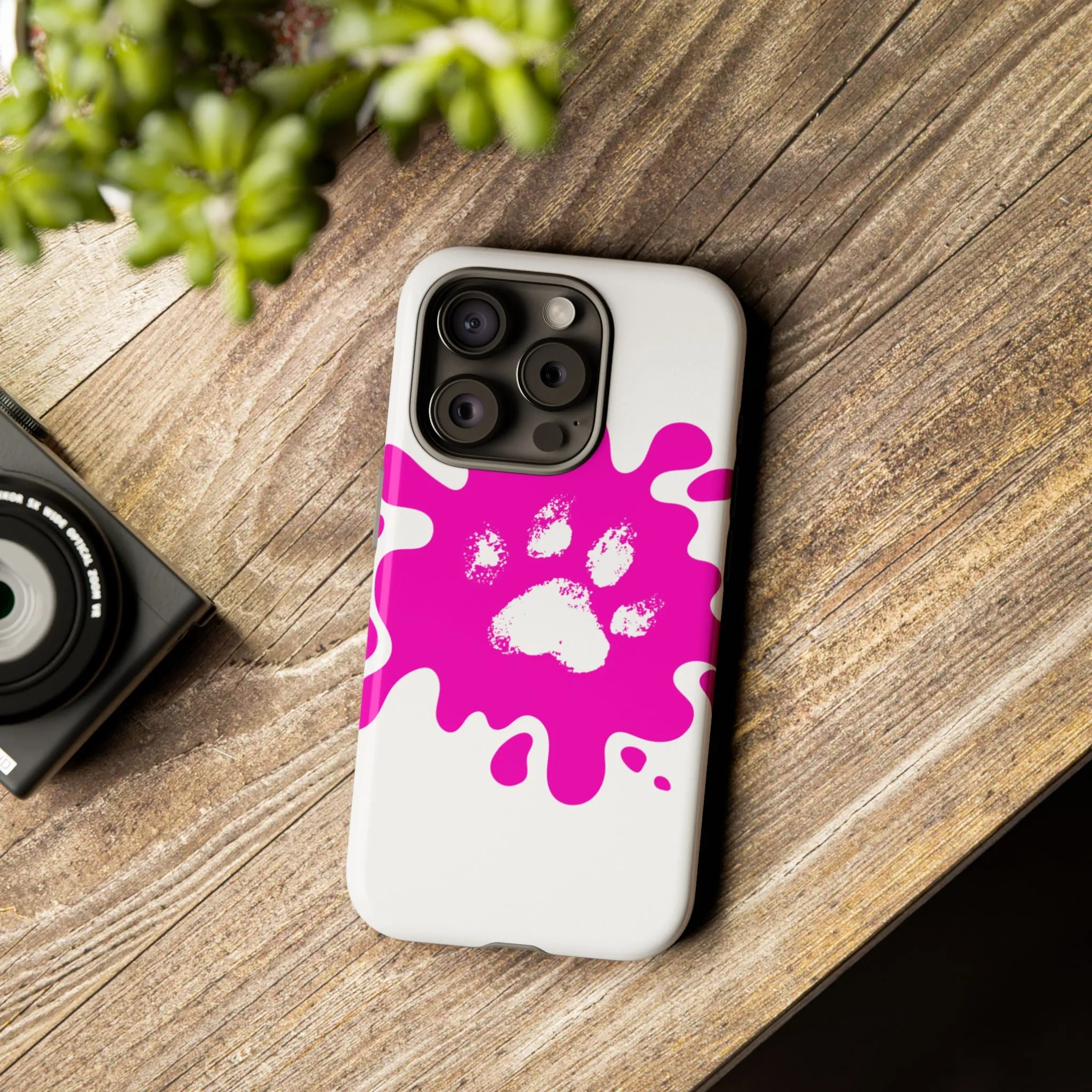 Tough Cases - Pink Paw Print Phone Case for Pet Lovers