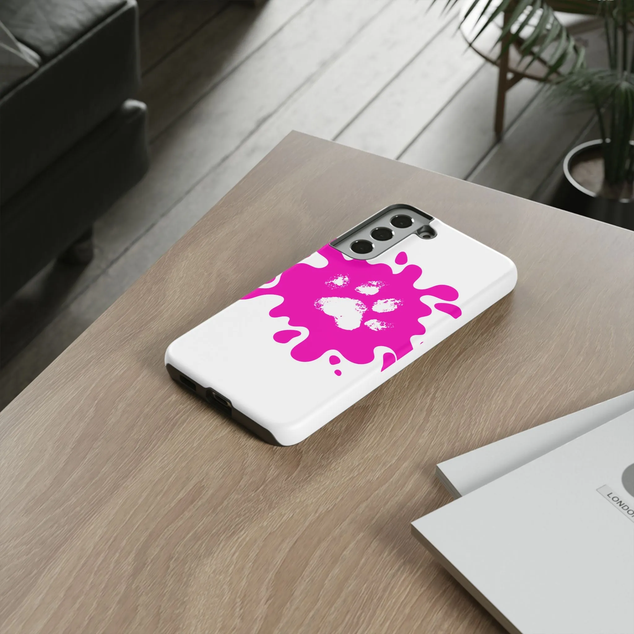 Tough Cases - Pink Paw Print Phone Case for Pet Lovers