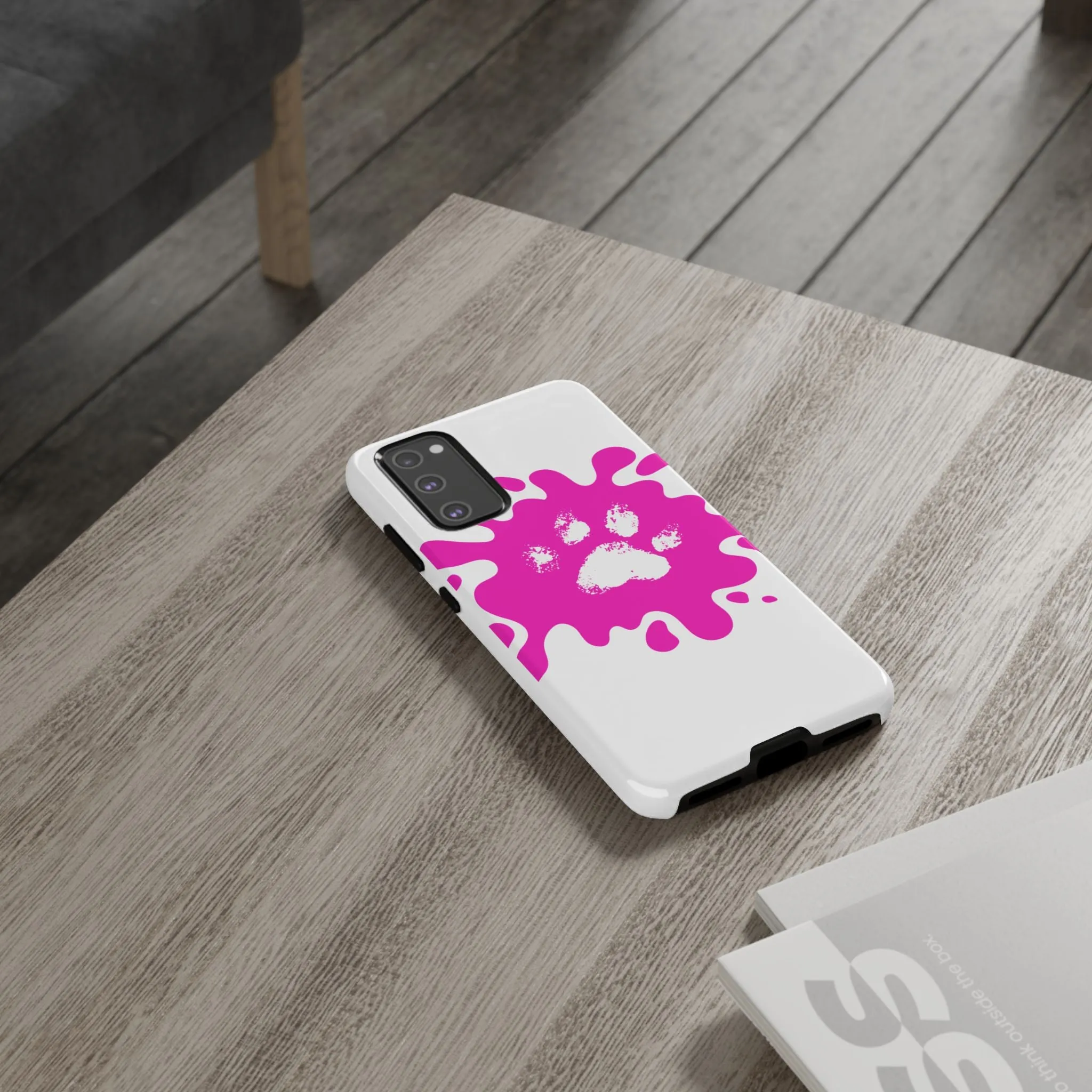 Tough Cases - Pink Paw Print Phone Case for Pet Lovers