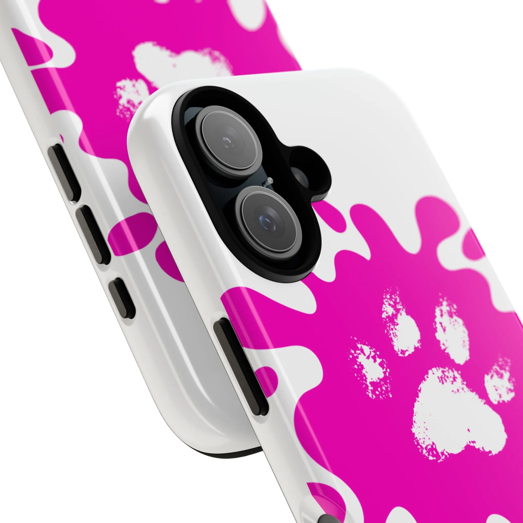 Tough Cases - Pink Paw Print Phone Case for Pet Lovers