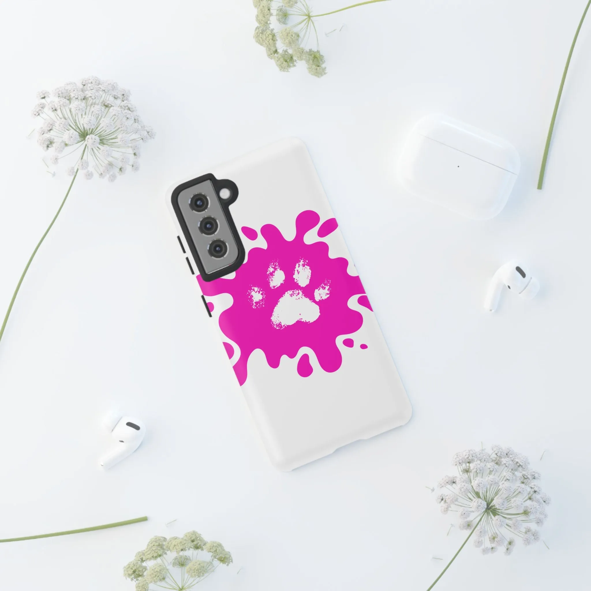 Tough Cases - Pink Paw Print Phone Case for Pet Lovers