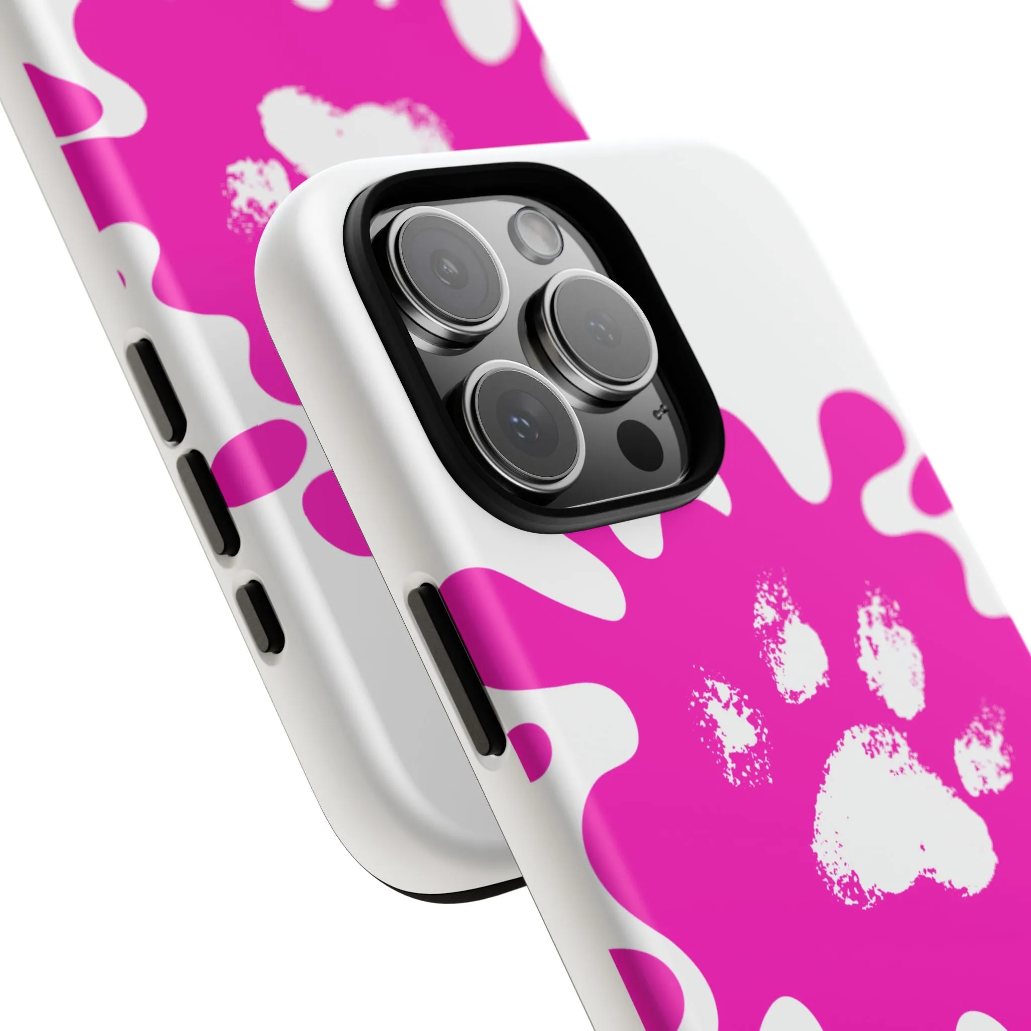 Tough Cases - Pink Paw Print Phone Case for Pet Lovers
