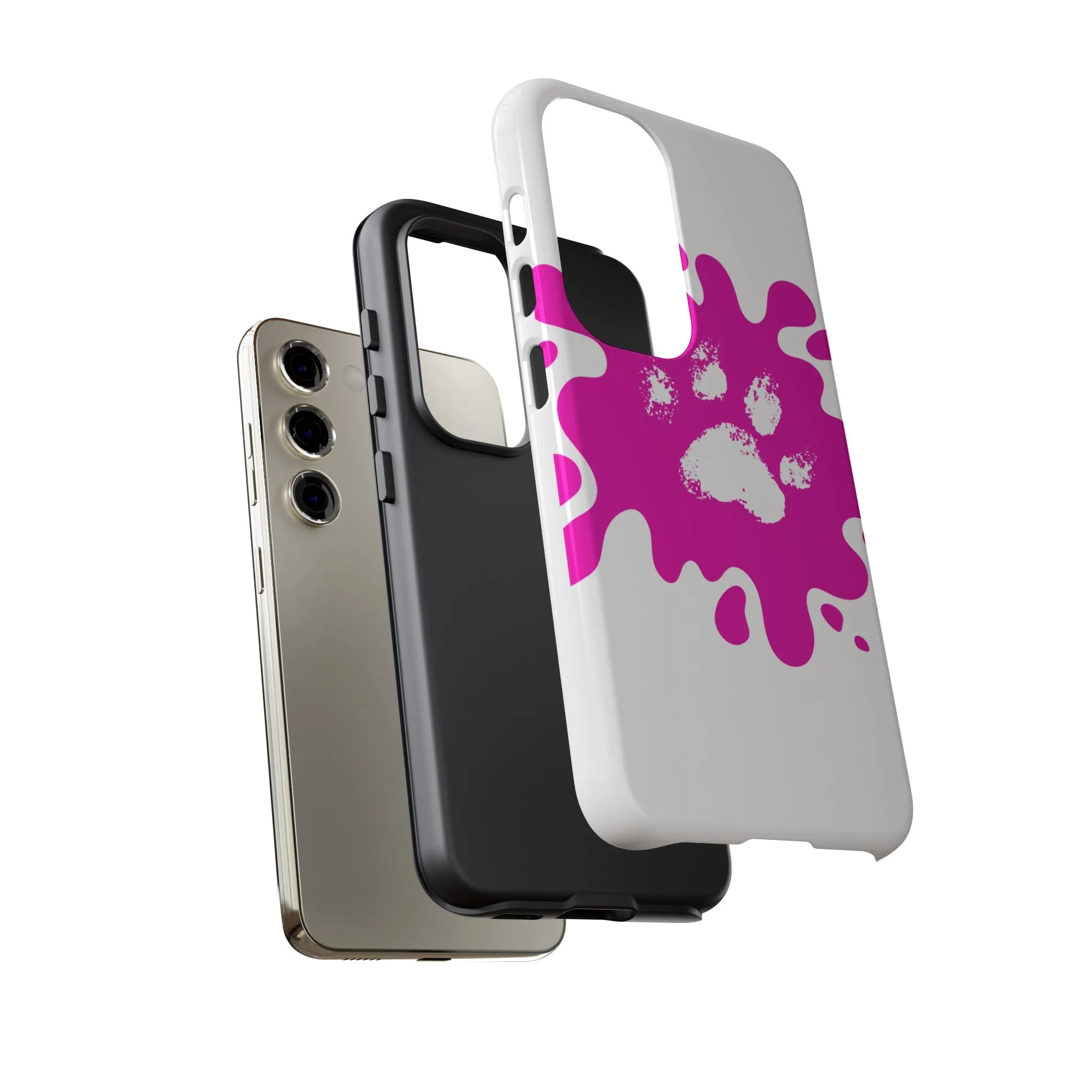 Tough Cases - Pink Paw Print Phone Case for Pet Lovers