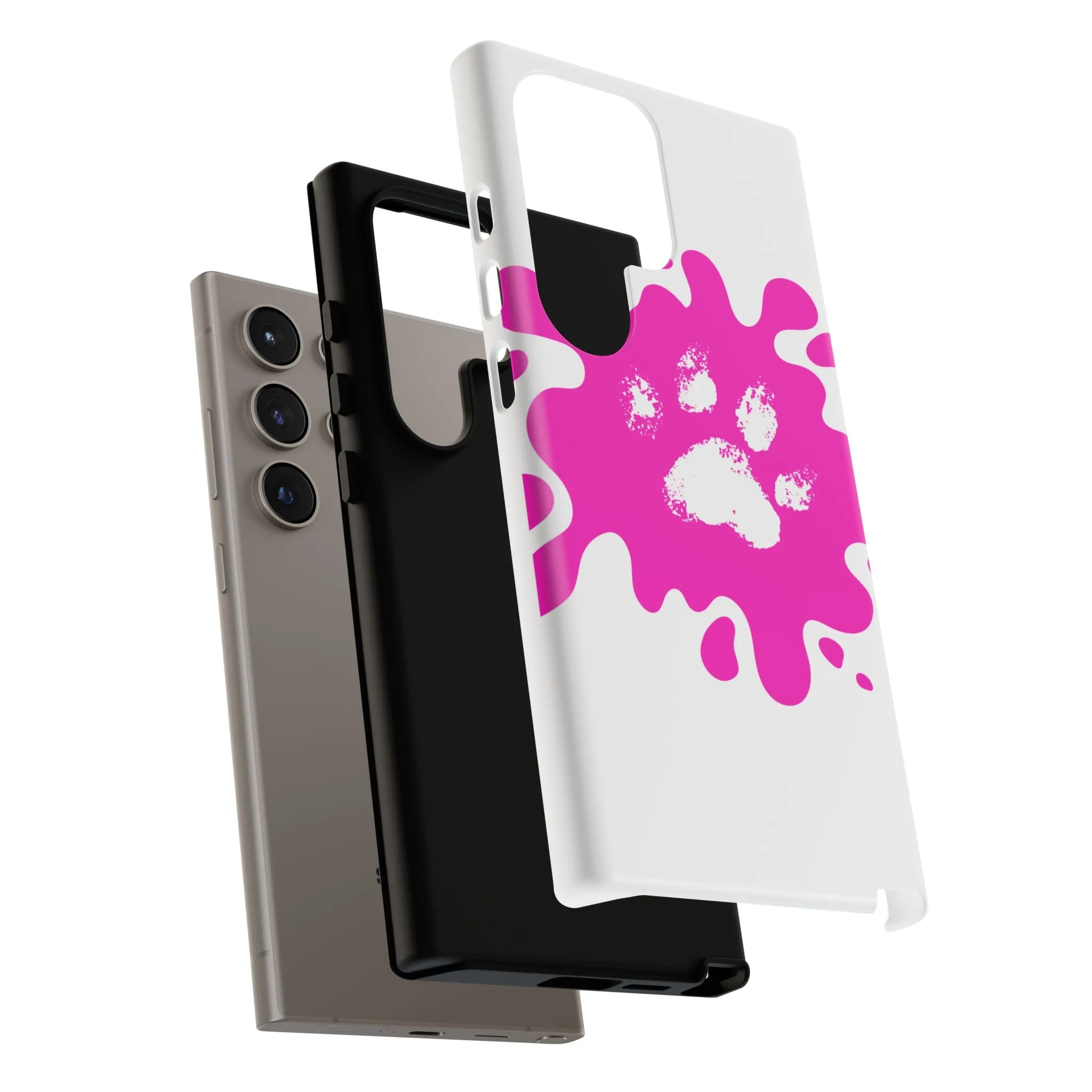 Tough Cases - Pink Paw Print Phone Case for Pet Lovers