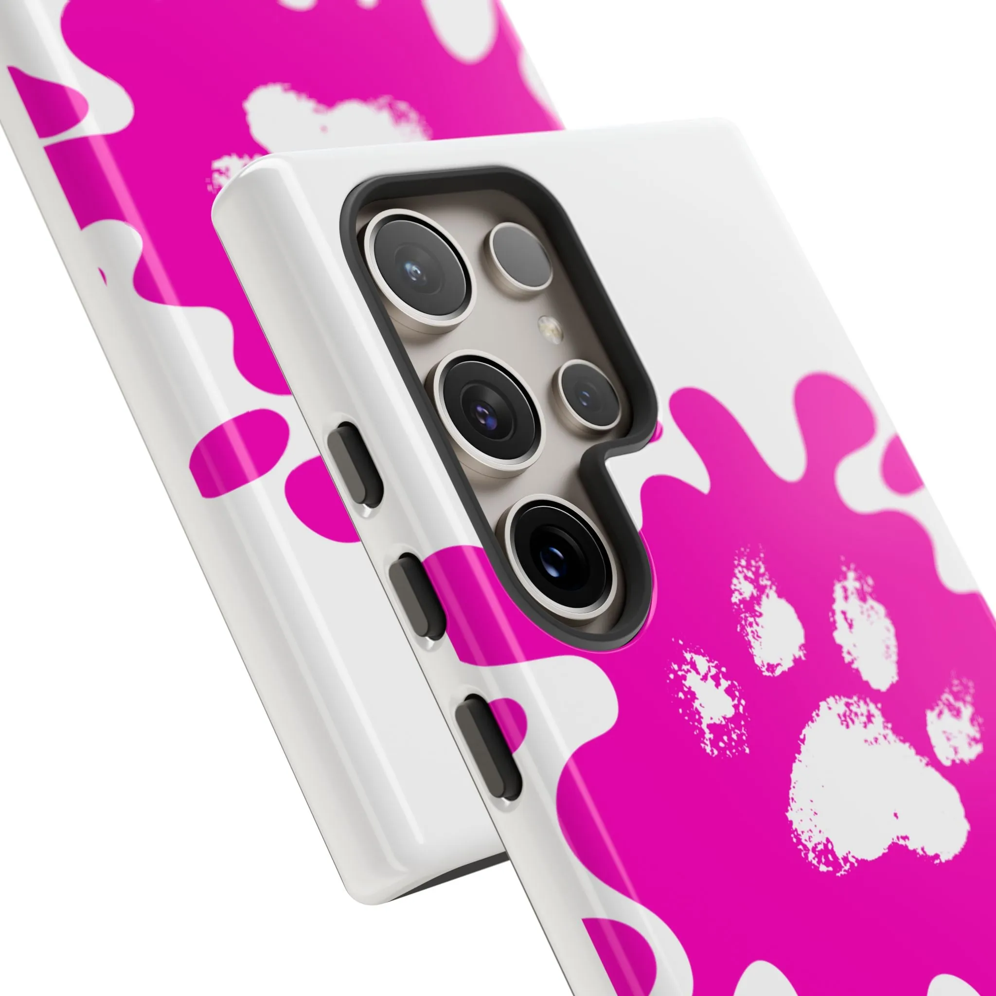 Tough Cases - Pink Paw Print Phone Case for Pet Lovers