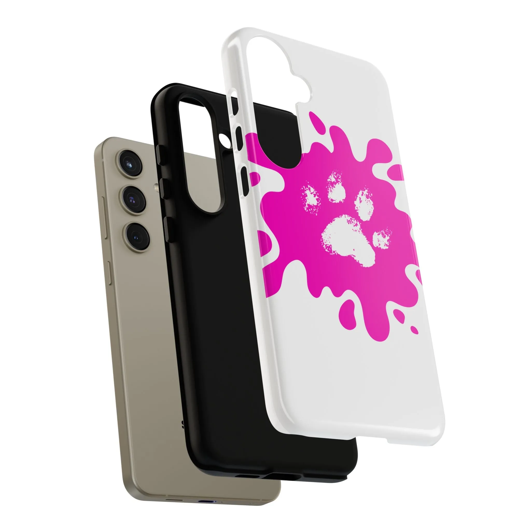 Tough Cases - Pink Paw Print Phone Case for Pet Lovers