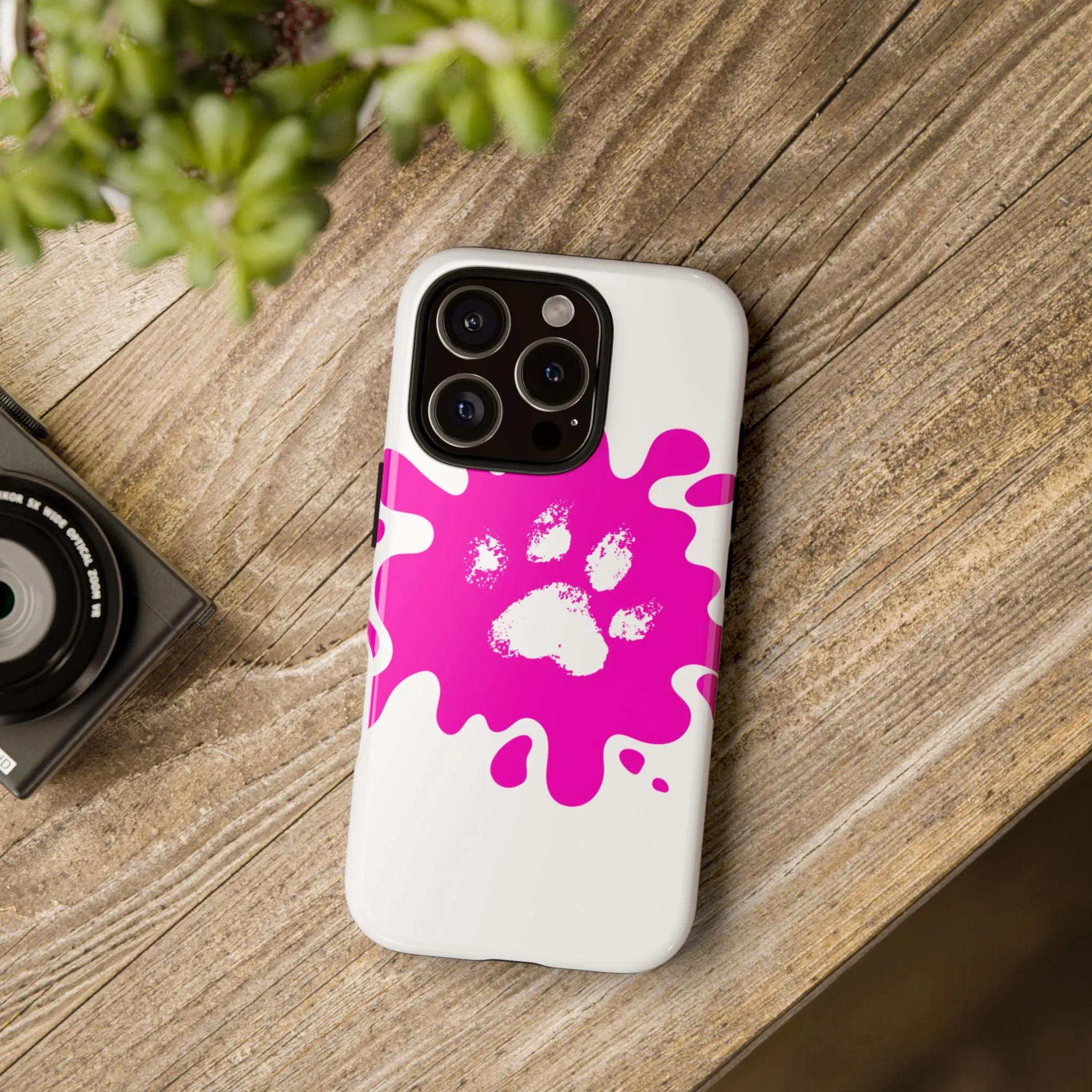 Tough Cases - Pink Paw Print Phone Case for Pet Lovers
