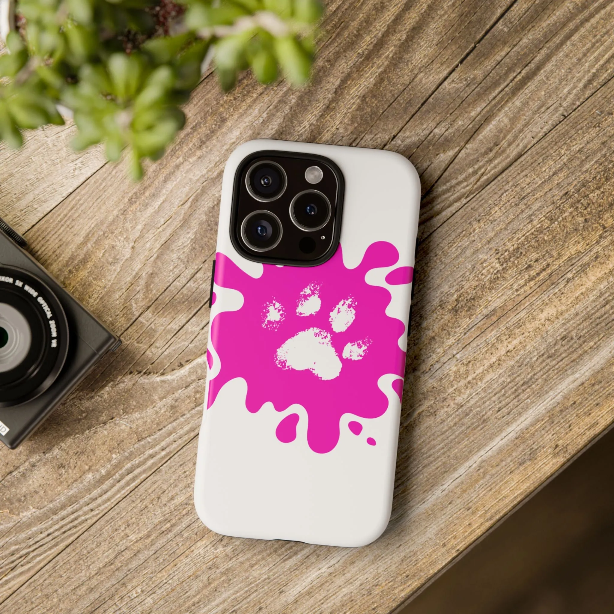 Tough Cases - Pink Paw Print Phone Case for Pet Lovers