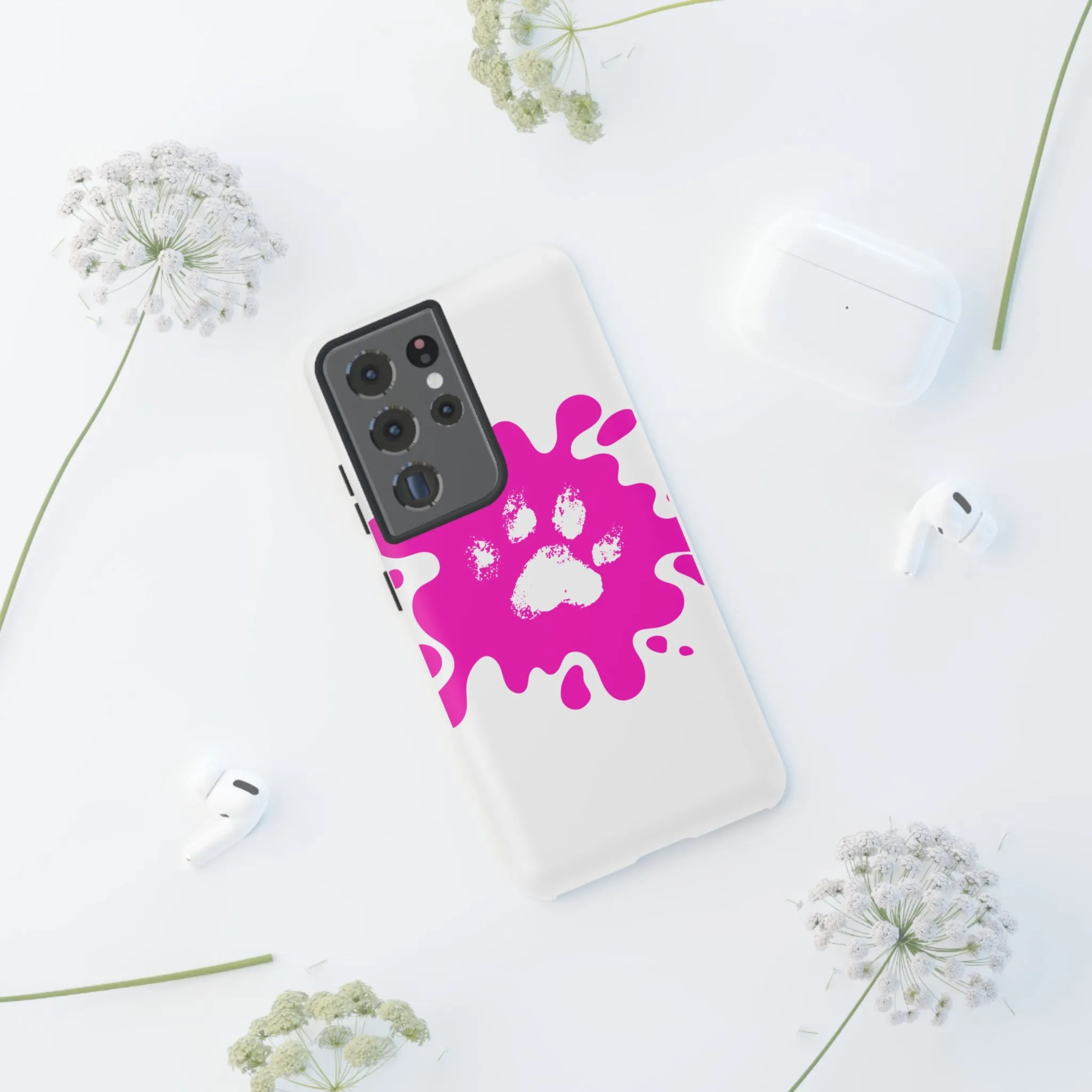 Tough Cases - Pink Paw Print Phone Case for Pet Lovers