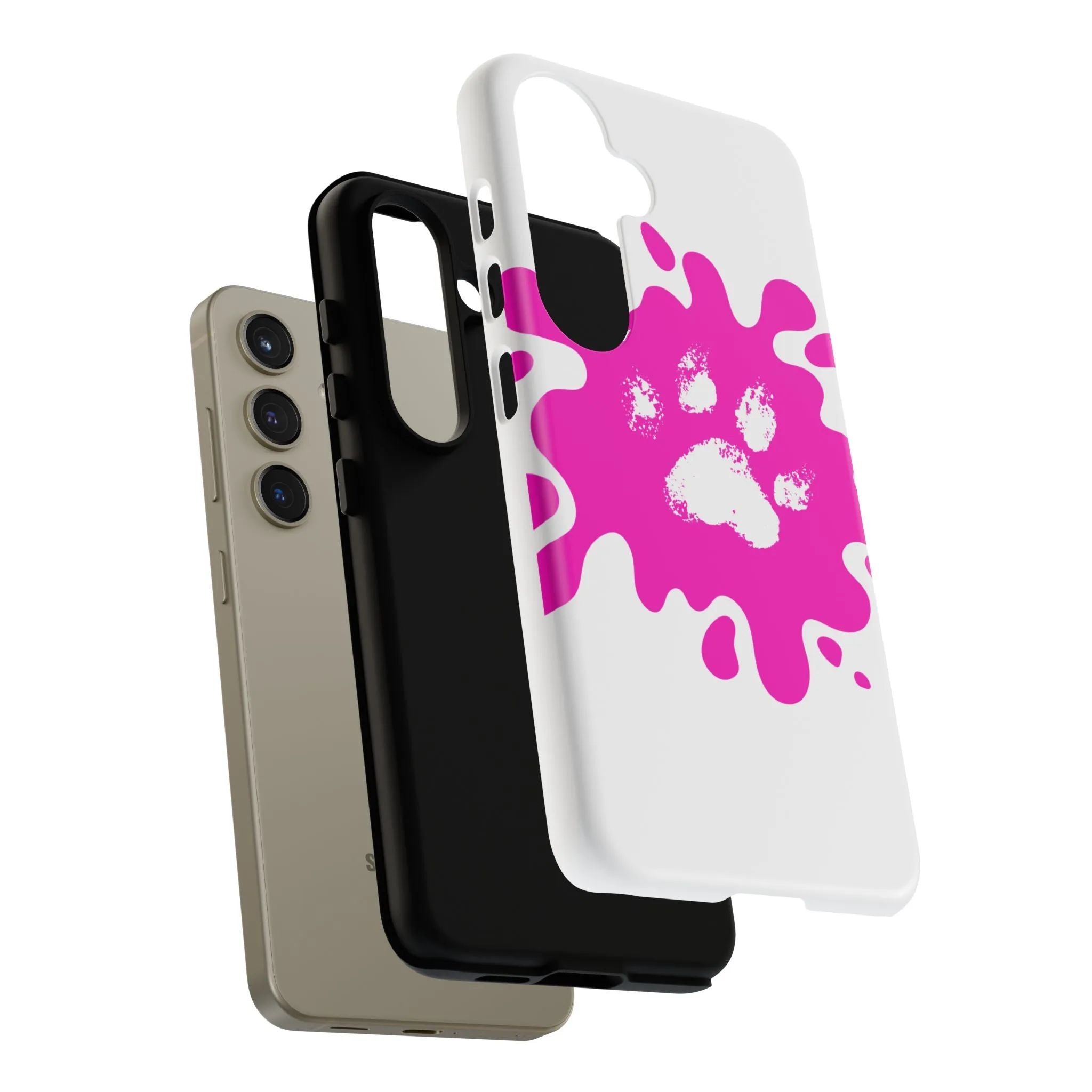 Tough Cases - Pink Paw Print Phone Case for Pet Lovers