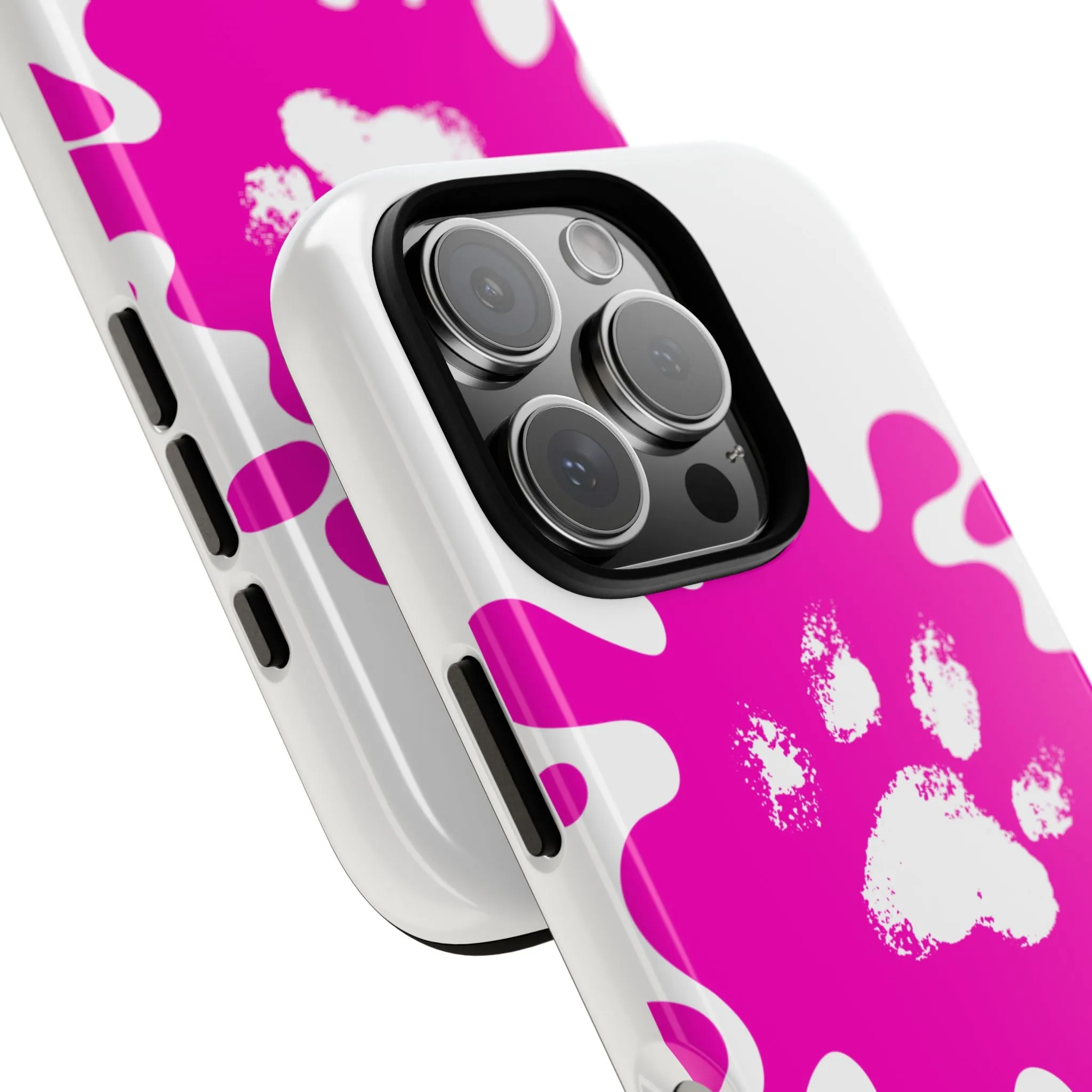 Tough Cases - Pink Paw Print Phone Case for Pet Lovers