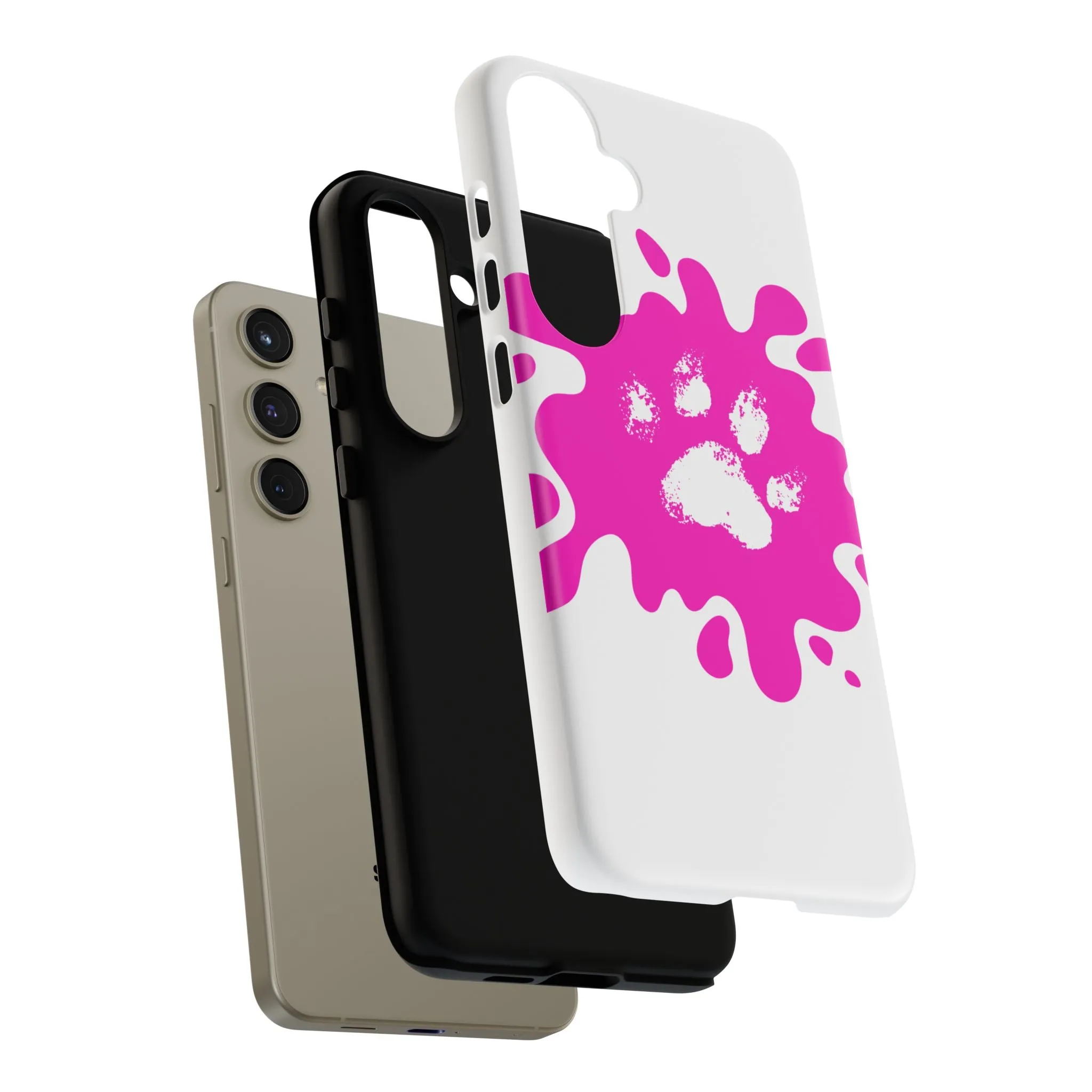 Tough Cases - Pink Paw Print Phone Case for Pet Lovers