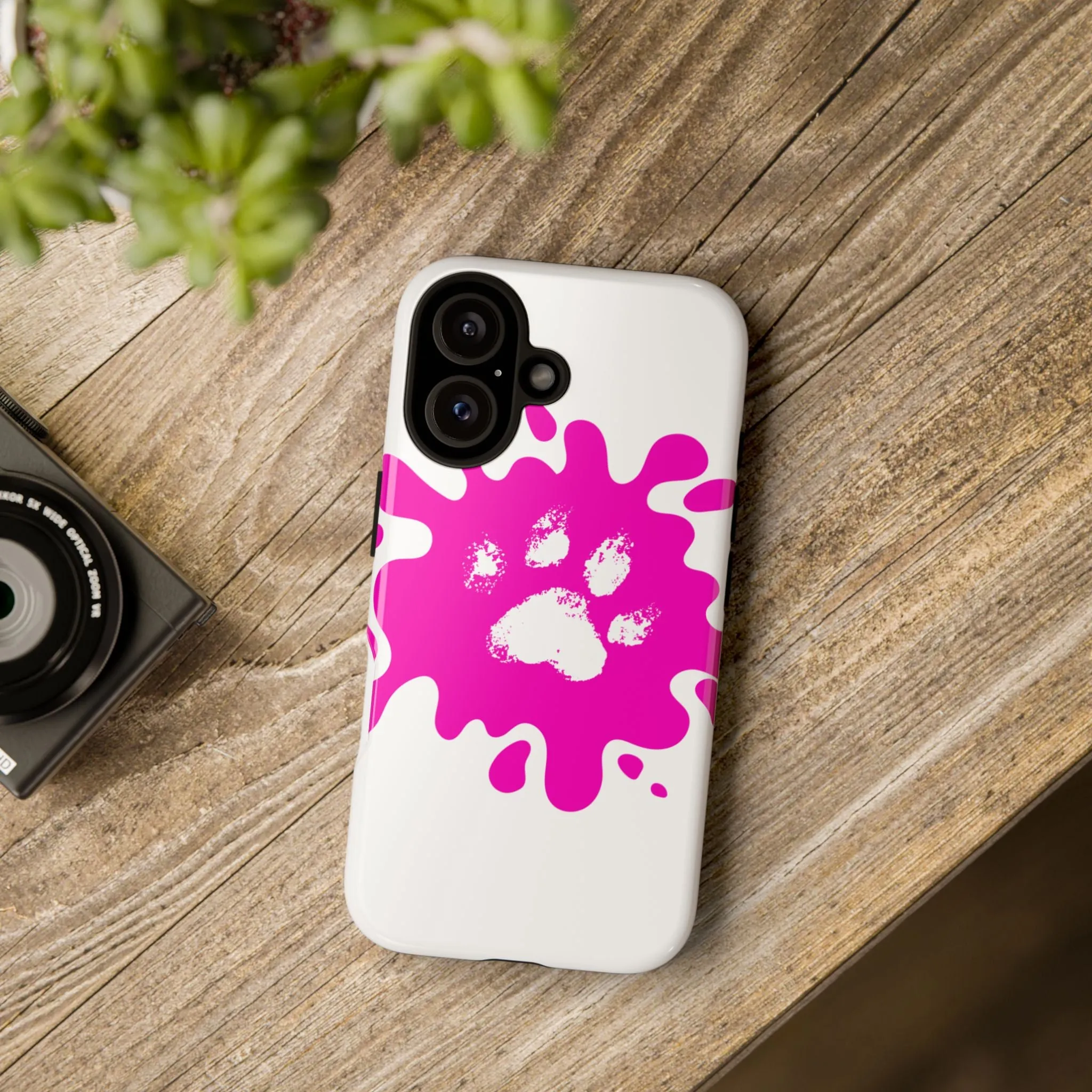 Tough Cases - Pink Paw Print Phone Case for Pet Lovers