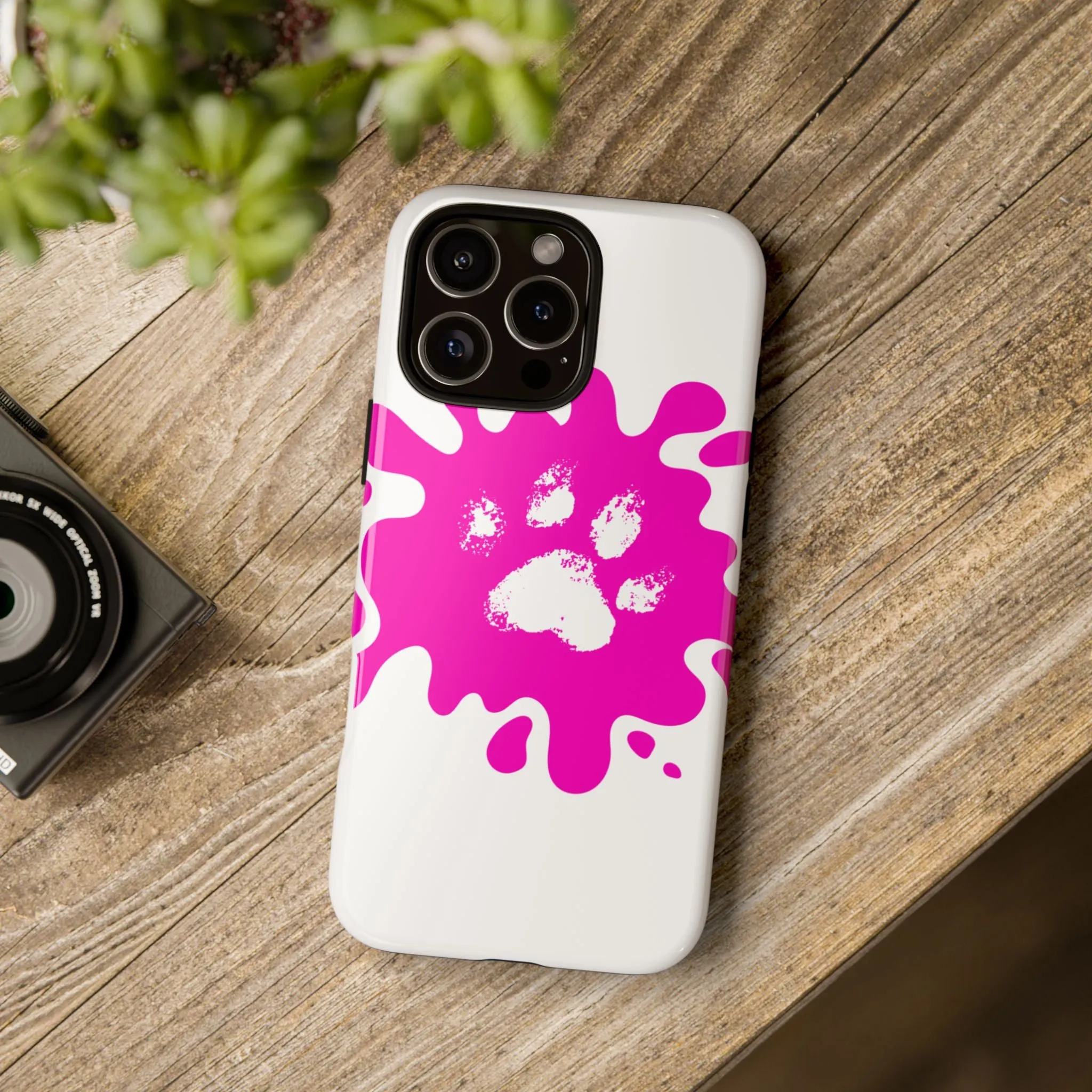 Tough Cases - Pink Paw Print Phone Case for Pet Lovers