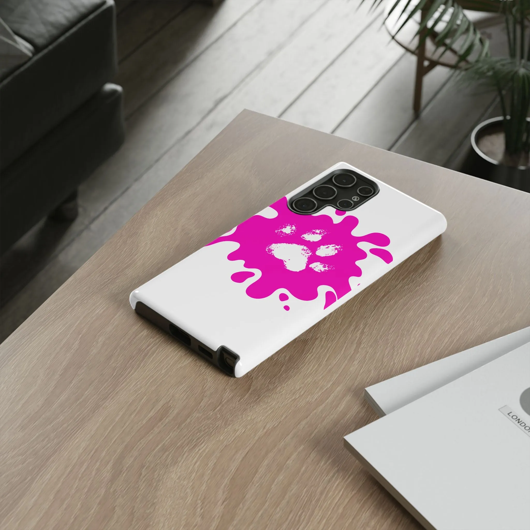 Tough Cases - Pink Paw Print Phone Case for Pet Lovers