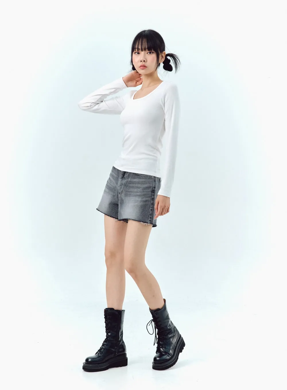 Wide Denim Shorts IG304