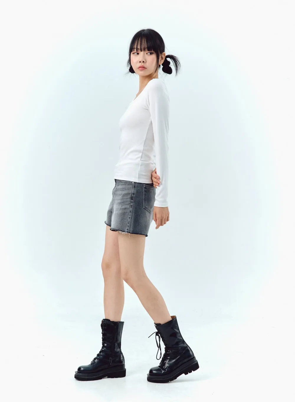 Wide Denim Shorts IG304